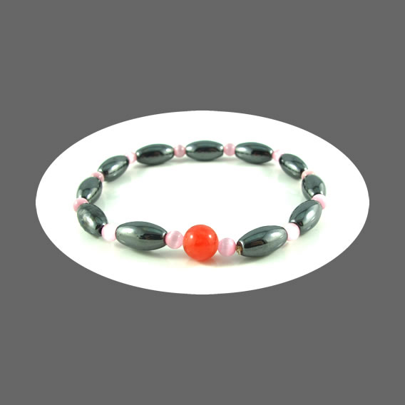 Simply Magnetic bracelet withCat's eye glass beads - 7 inch